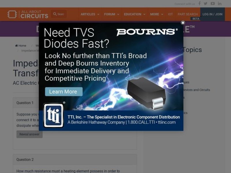Impedance Matching with Transformers Interactive