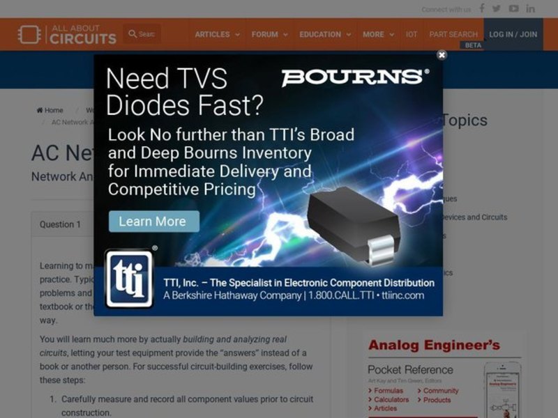 AC Network Analysis Interactive