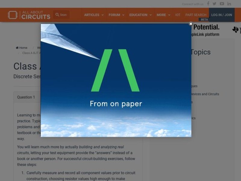 Class A: BJT Amplifiers Interactive