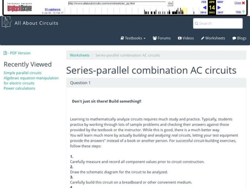 Series-Parallel Combination AC circuits Interactive