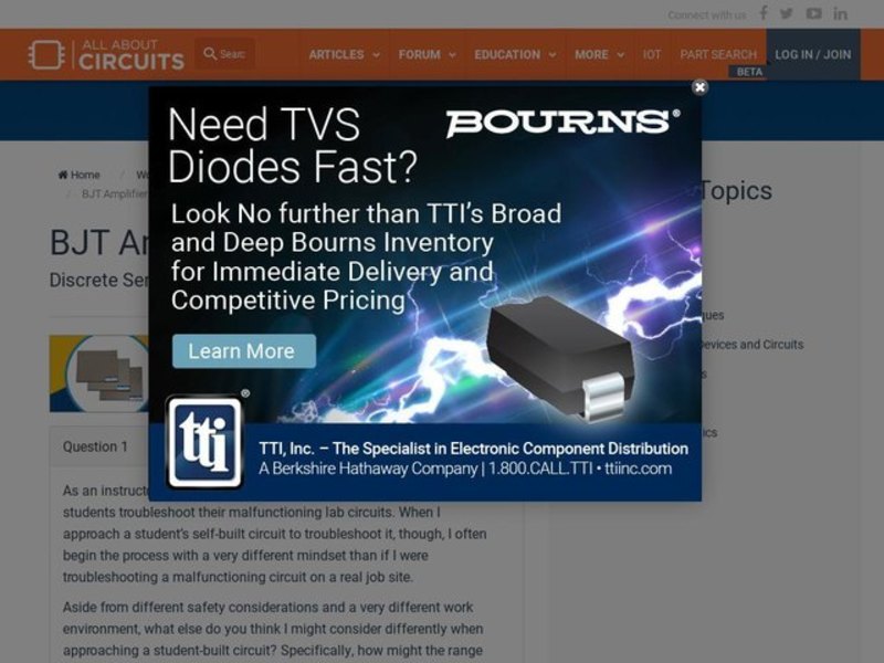 BJT Amplifier Troubleshooting Interactive