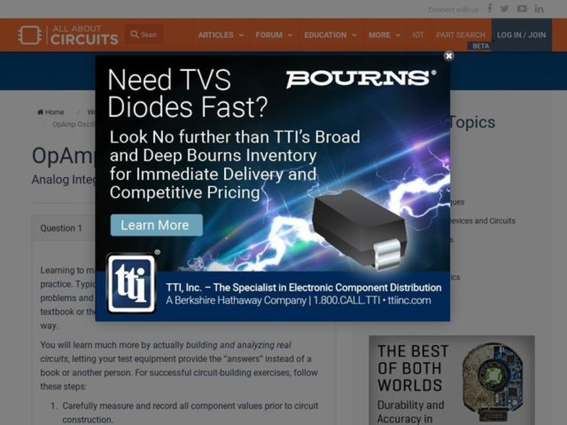 Op-amp Oscillator Circuits Interactive