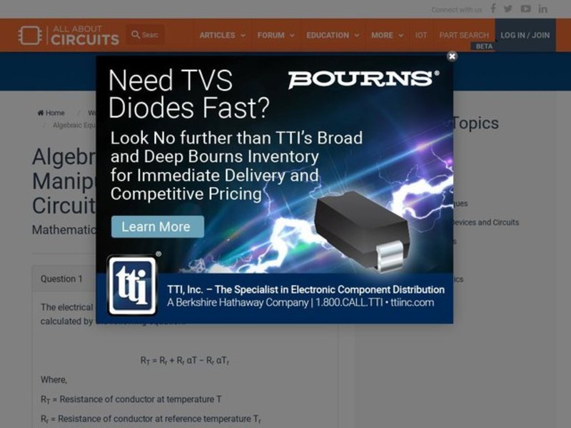 Algebraic Equation Manipulation for Electric Circuits Interactive