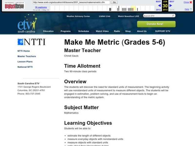 Make Me Metric Lesson Plan