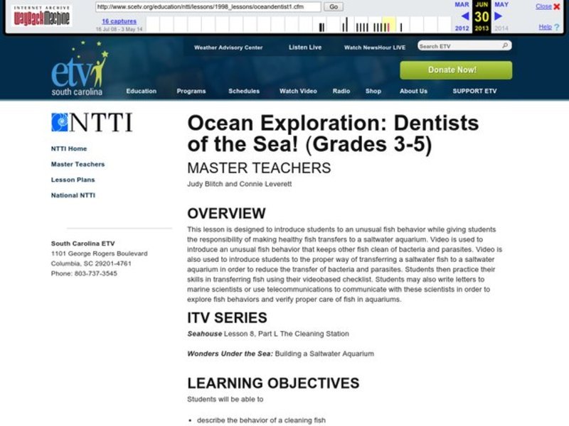 Ocean Exploration: Dentists of the Sea! Lesson Plan