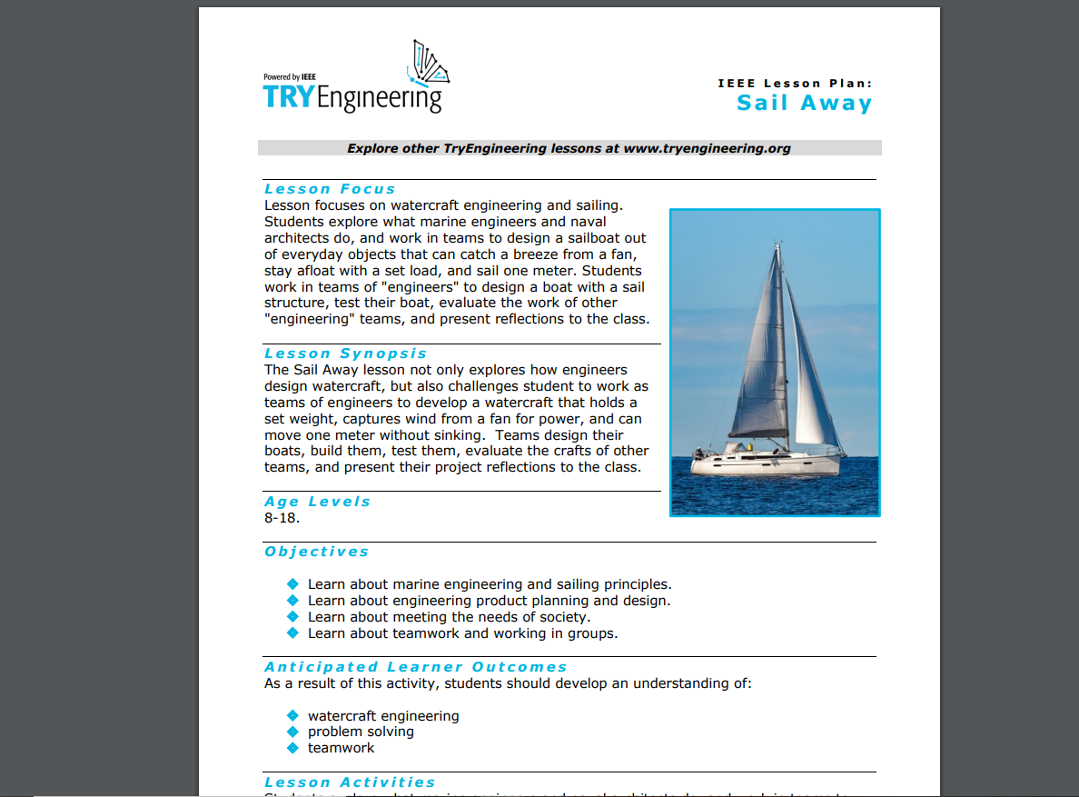 Sail Away Lesson Plan