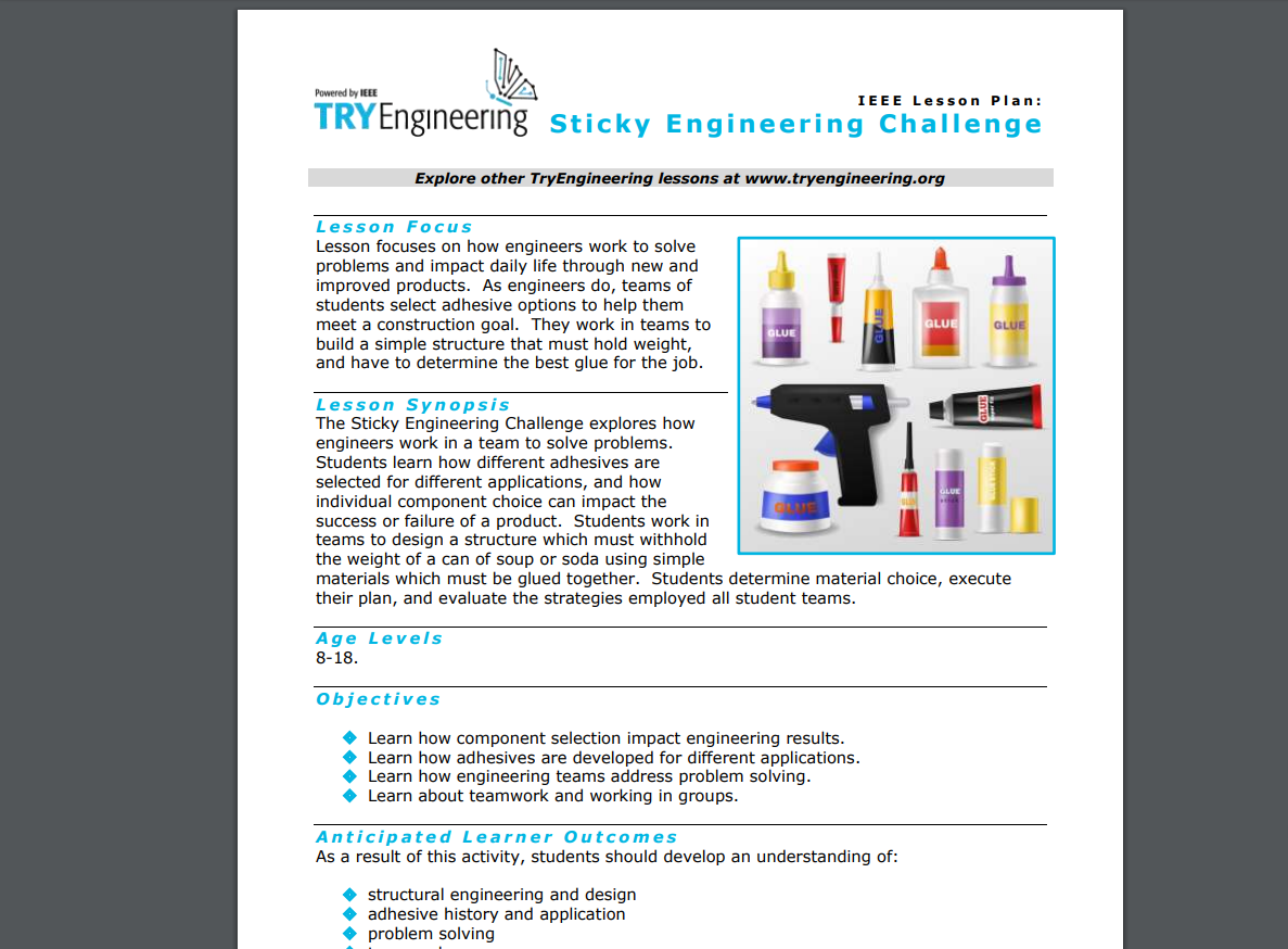 Sticky Engineering Challenge Lesson Plan