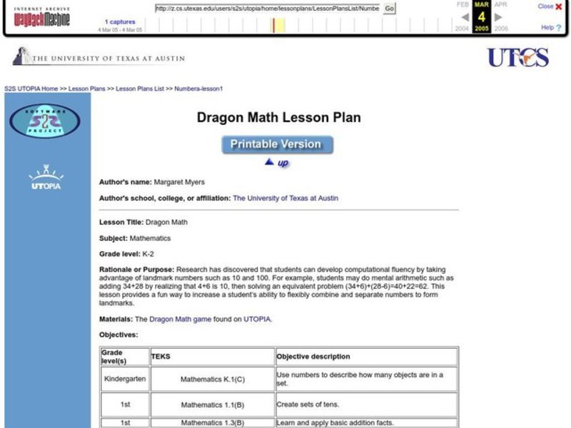 Dragon Math Lesson Plan