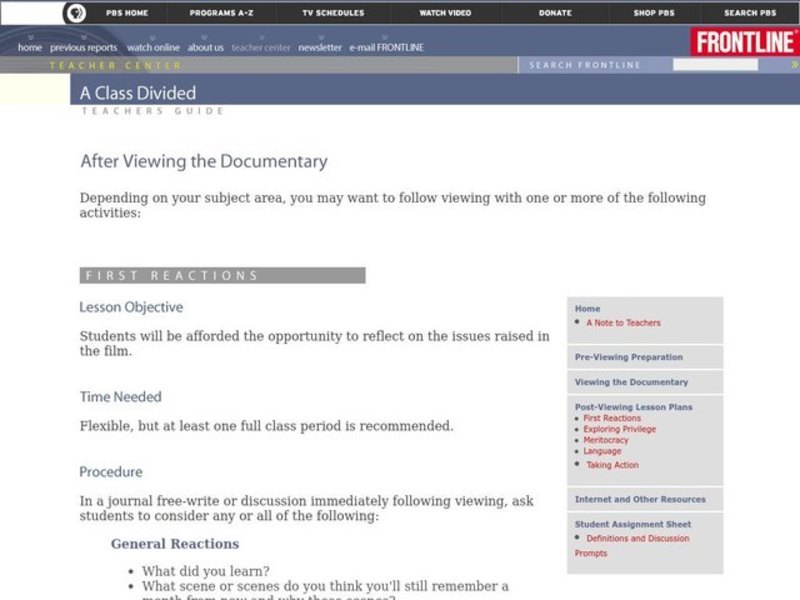 A Class Divided Lesson Plan