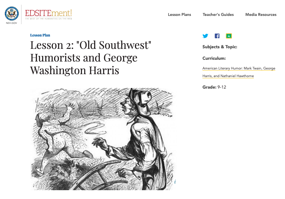 "Old Southwest" Humorists and George Washington Harris Lesson Plan