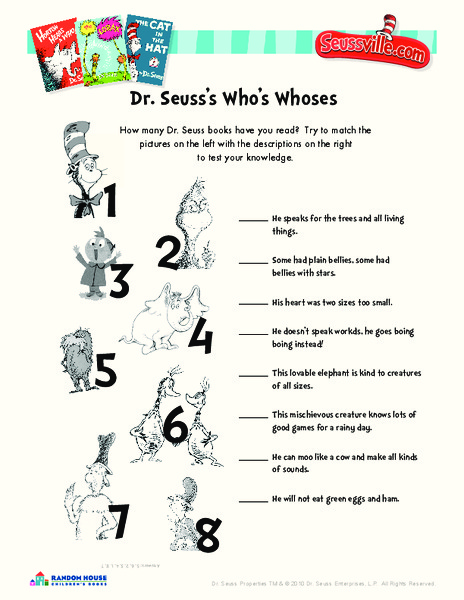 Dr. Seuss's Who's Whoses Worksheet