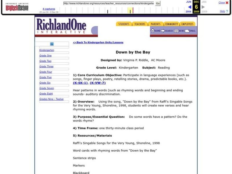 Down by the Bay Lesson Plan