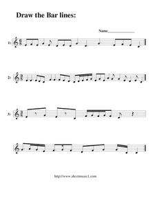 Draw the Bar Lines Worksheet