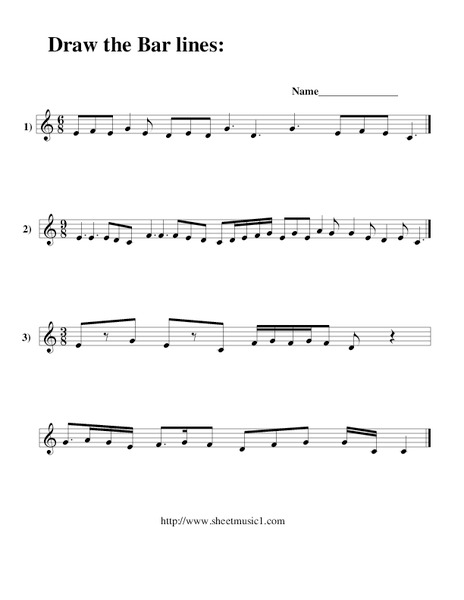 Draw the Bar Lines Worksheet