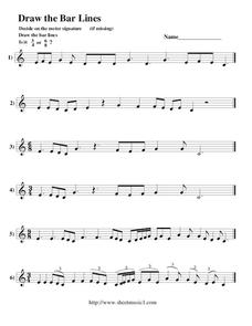 Draw the Bar Lines Worksheet