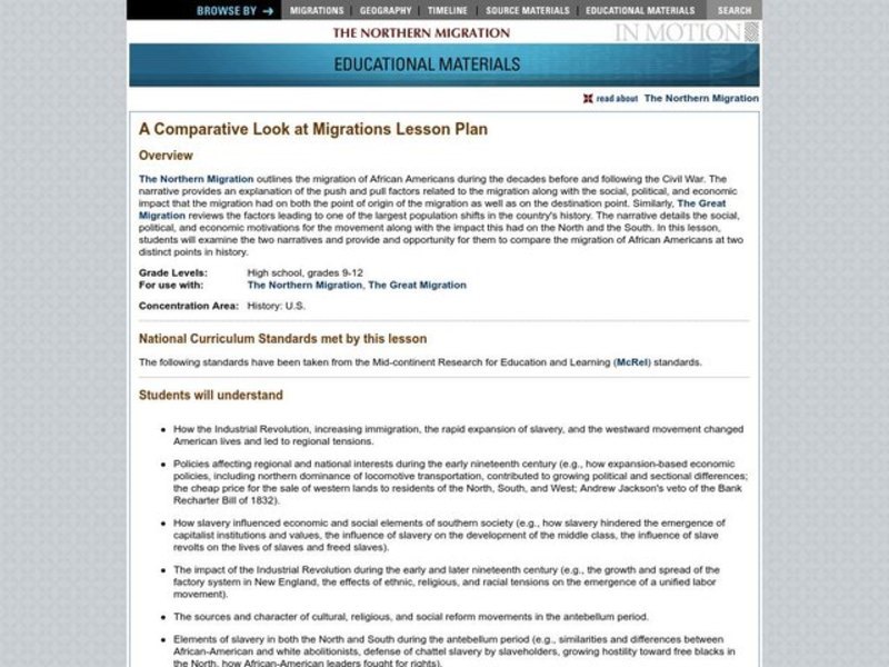 A Comparative Look at Migrations Lesson Plan