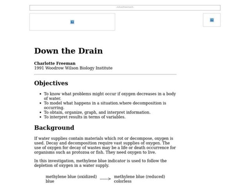Down the Drain Lesson Plan