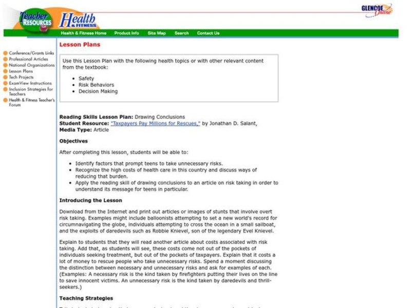 Drawing Conclusions Lesson Plan