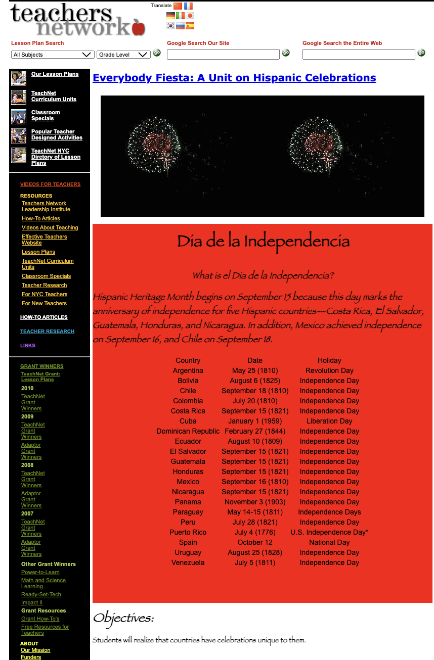 Dia de la Independencia Lesson Plan