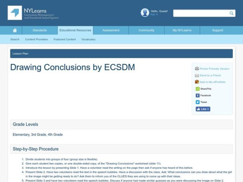 Drawing Conclusions Lesson Plan
