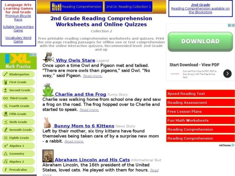 Easy Reading Comprehension for Grade 2 Interactive