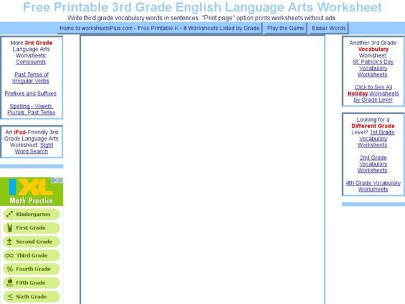 Third Grade Vocabulary Practice Interactive