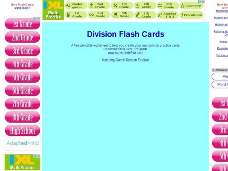 Division Flashcards Interactive