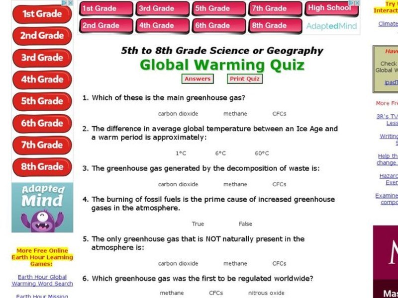 Global Warming Quiz Interactive