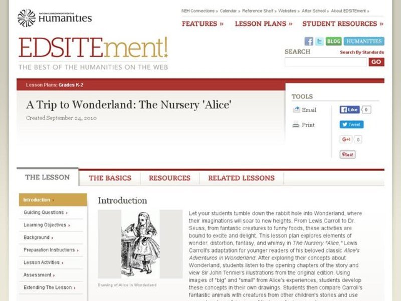 A Trip to Wonderland: The Nursery "Alice" Lesson Plan