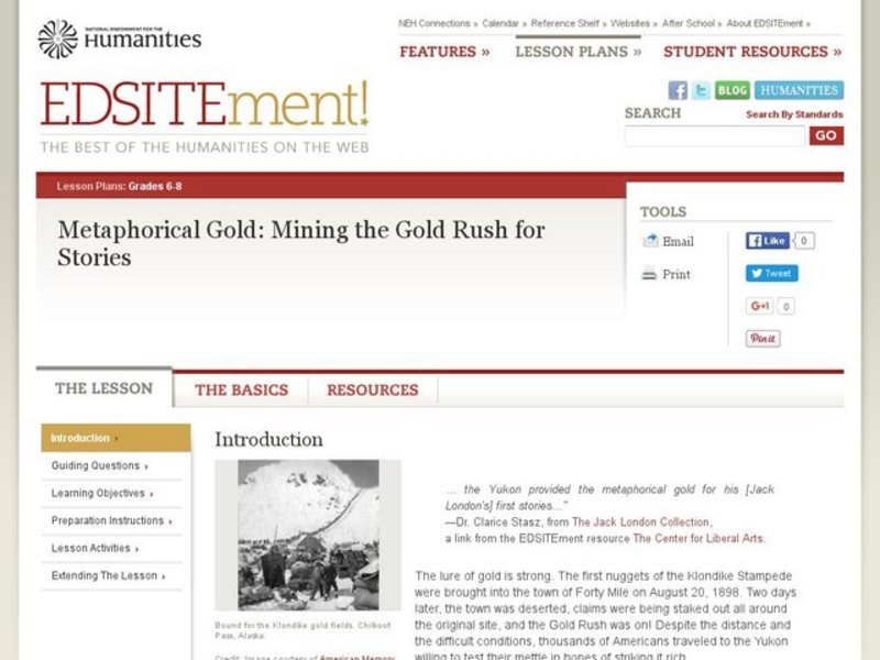 Metaphorical Gold: Mining the Gold Rush for Stories Lesson Plan