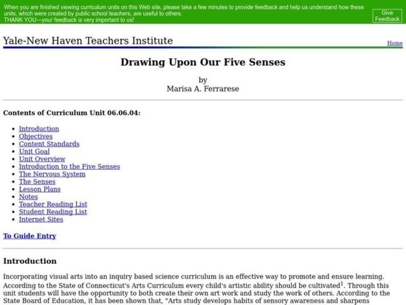 Drawing Upon Our Five Senses Lesson Plan
