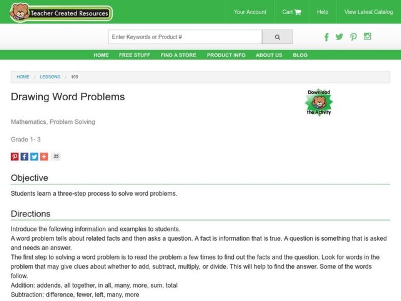 Drawing Word Problems Lesson Plan