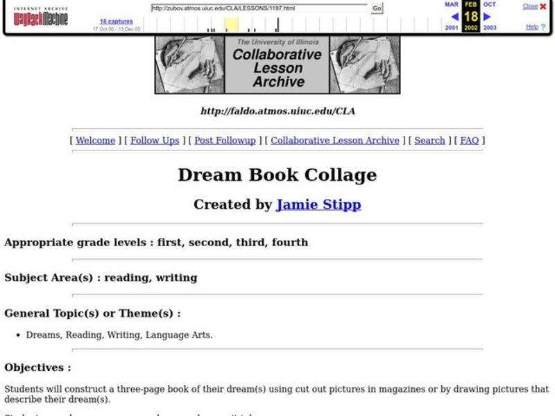 Dream Book Collage Lesson Plan