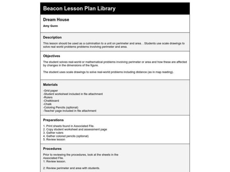 Dream House Lesson Plan