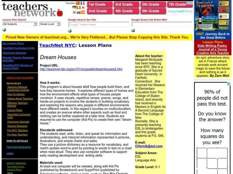 Dream Houses Lesson Plan