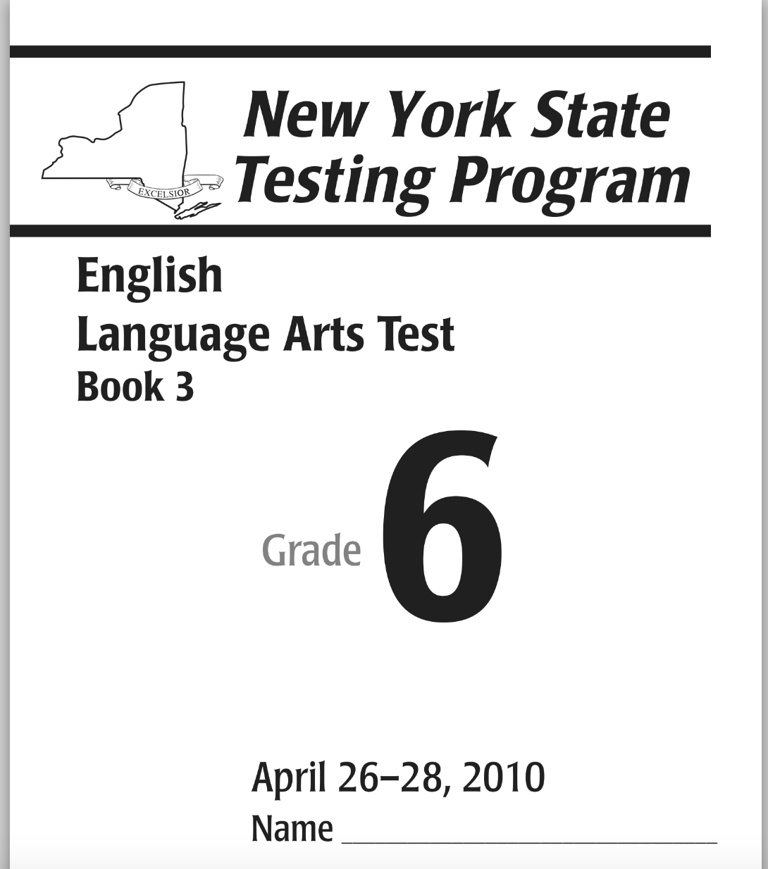 Grade 6 Reading and Writing Assessment Worksheet