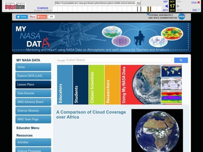 A Comparison of Cloud Coverage over Africa Lesson Plan
