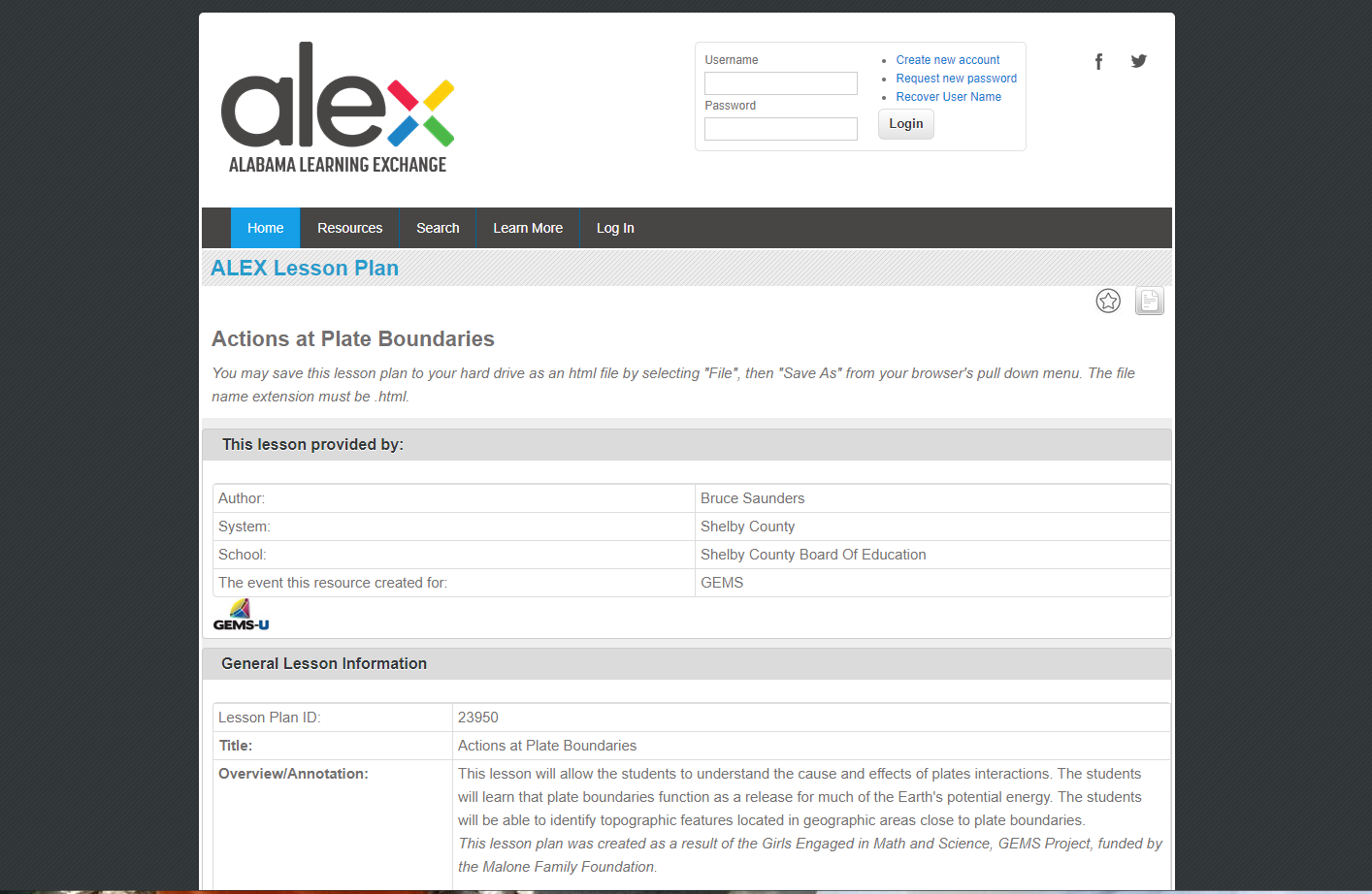 Action at Plate Boundaries Lesson Plan