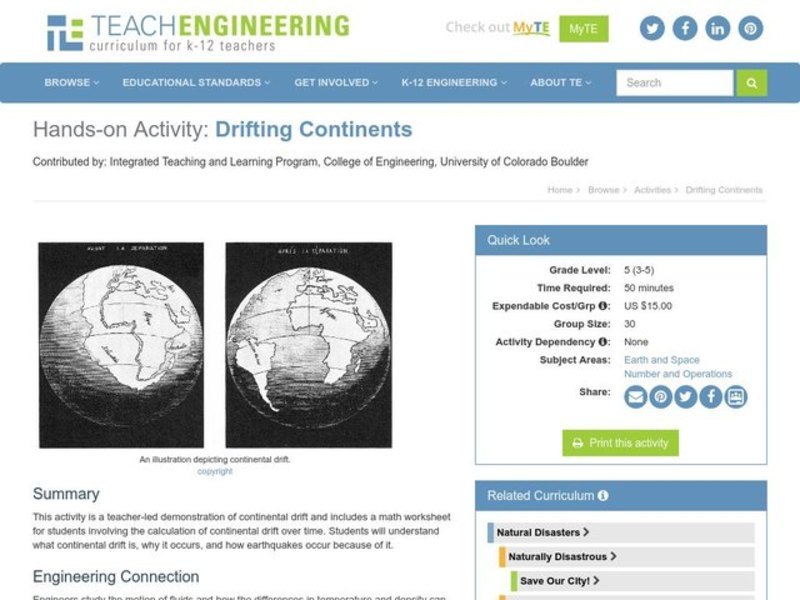 Drifting Continents Lesson Plan