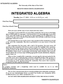 Regents High School Examination: Integrated Algebra Assessment