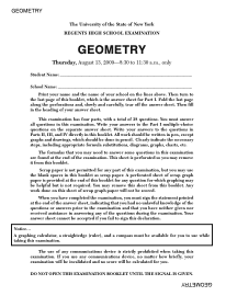 Regents High School Examination GEOMETRY 2009 Assessment
