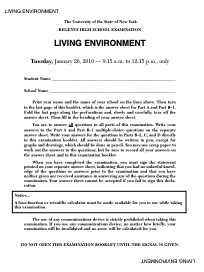 Regents High School Examination: Living Environment 2010 Lesson Plan