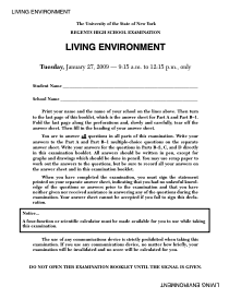 Regents High School Examination: Living Environment 2009 Assessment