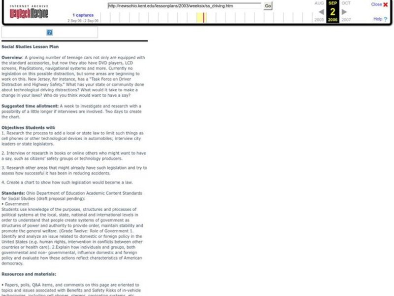 Driving Safety and Distractions Lesson Plan