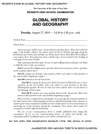 Regents High School Examination: Global History and Geography, August 2010 Assessment
