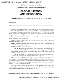 Regents High School Examination: Global History and Geography, January 2008 Assessment