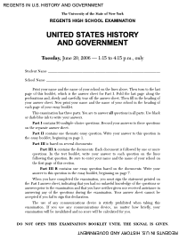 Regents High School Examination: United States History and Government, 2006 Worksheet