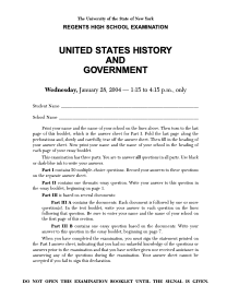 Regents High School Examination: United States History and Government, January 28, 2004 Assessment