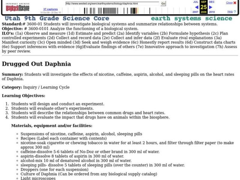 Drugged Out Daphnia Lesson Plan