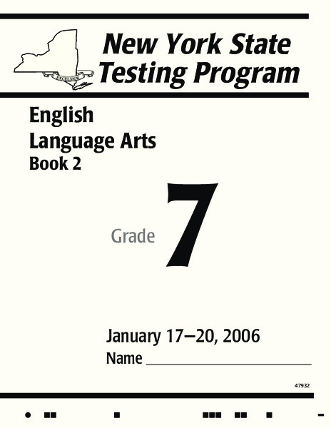 New York State Testing Program English Language Arts Book 2 Worksheet